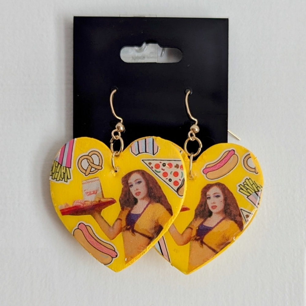 ORDER UP! Chappell Roan 'HOT TO GO' Handmade Heart Earrings